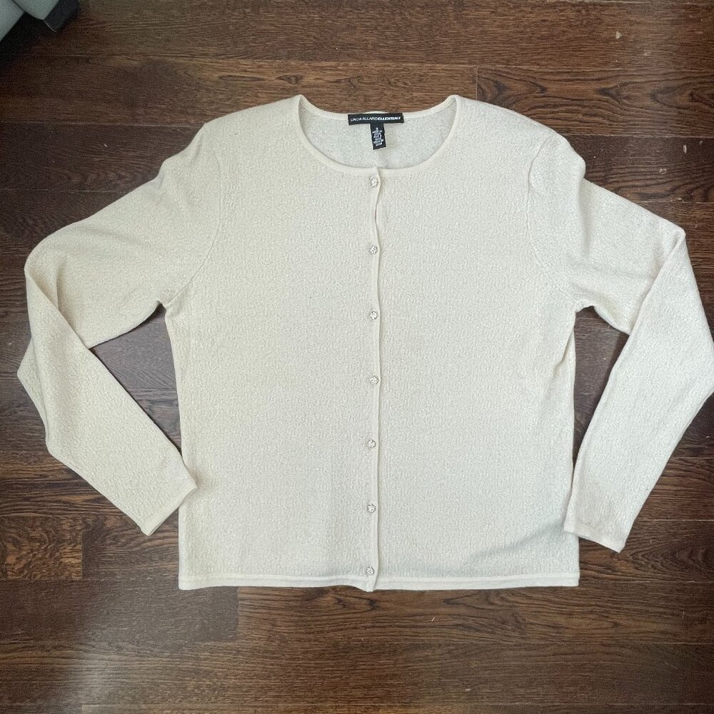 Linda Allard Ellen Tracy Cashmere Blend Gold Sweater Cardigan-Size 1X